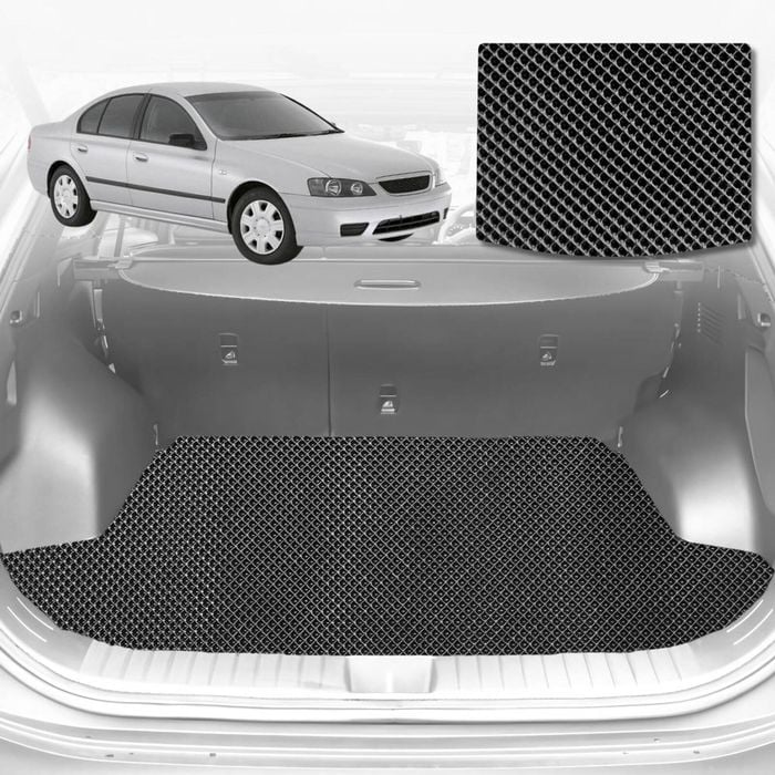 6D Diamond Car Boot Mat for Ford Falcon (BA BF)2002-2008-Cargo Mat-Black-Outback GT