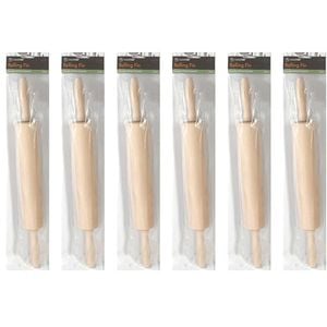 6PK Topchef Wooden Baking Rolling Pin Kitchen Utensil 42cm Natural