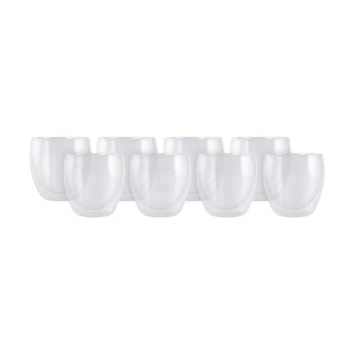 8pc Maxwell & Williams Blend Double Wall 250ml Glass Cup Set - Clear