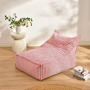 Cadence & Co. Oscar Faux Linen One Seater Bean Bag Lounge Cover Red