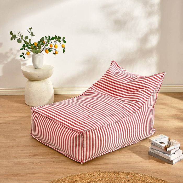 Cadence & Co. Oscar Faux Linen One Seater Bean Bag Lounge Cover Red