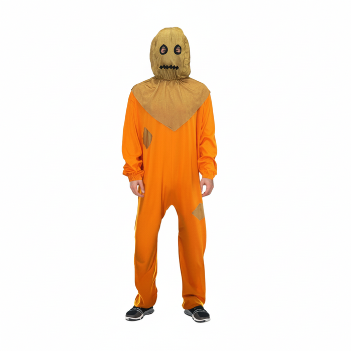 More Than Party Adult Pumpkin Scarecrow Halloween Costume Jumpsuit Hood S/M