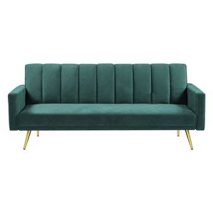 Levede 3-Seater Convertible Velvet Sofa Bed 197CM Green