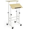 Costway Mobile Standing up Table Ergonomic Computer Desk Home Office Workstation, Natural
