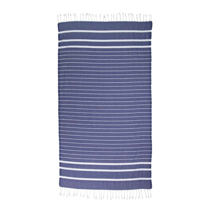 Navy Stripes Thin Turkish Beach Towel - 100cm x 160cm