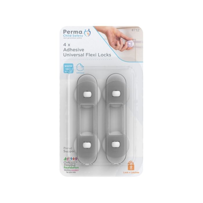 Perma Child Safety 18cm Adhesive Universal Flexi Locks – 4 Pack