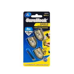 Zenith SureHook  6-15kg Brass Plated Shield Picture Hanger 3pk