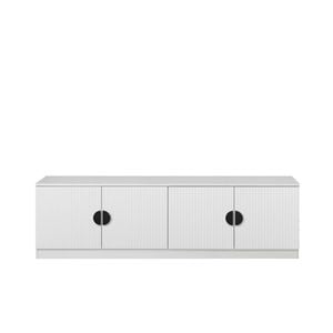 European Cabinetry Fluted Half Moon Black Bucharest TV Unit White