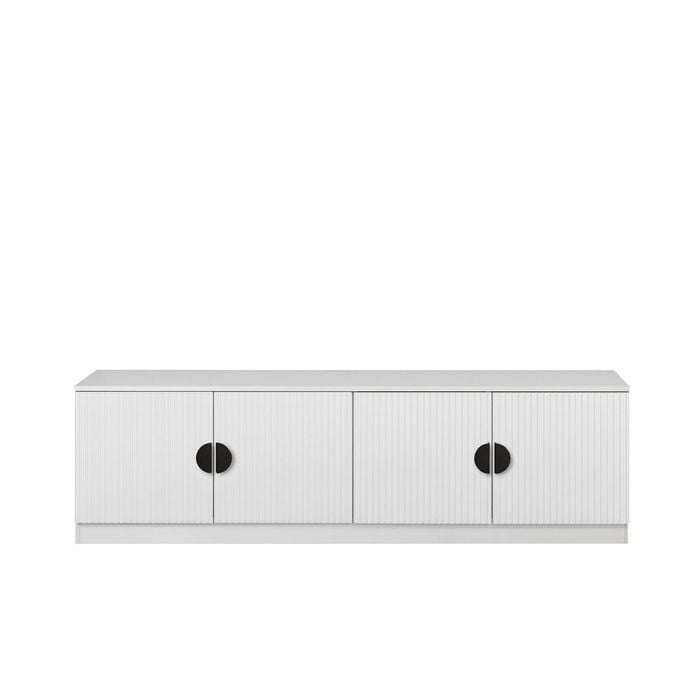 European Cabinetry Fluted Half Moon Black Bucharest TV Unit White