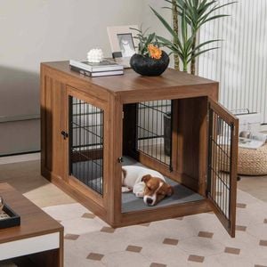 Costway Wood Dog House Side End Table Puppy Kennel