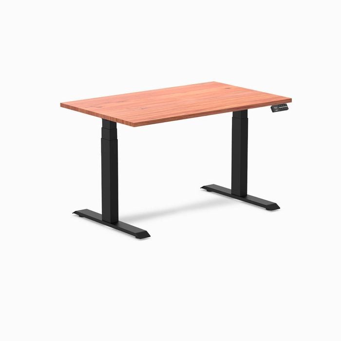 Desky Dual Red Cedar Softwood Sit Stand Desk 120x75cm Matte Black Frame Leg