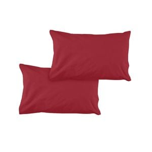 Bloomington Pair of Solid Colour Microfiber Standard Pillowcases 48x73cmx15cm (Flap) Cherry