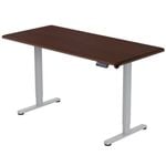 FORTIA Sit To Stand Up Standing Desk, 150x68cm, 72-118cm, Height Adjustable, 50kg Rated, Walnut Style/Silver Frame