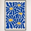 Galrie Vibrant Blue Flowers - Matisse Inspired Abstract Art Print for Home Decor, Black Frame, 70 x 100cm (28 x 40inch)