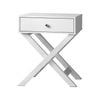 Oikiture Bedside Table Cross Design Drawer Side Table White