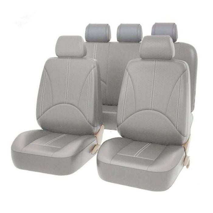 Catzon Car Seat Cover Full Set Anti-slip Breathable Leather-grey