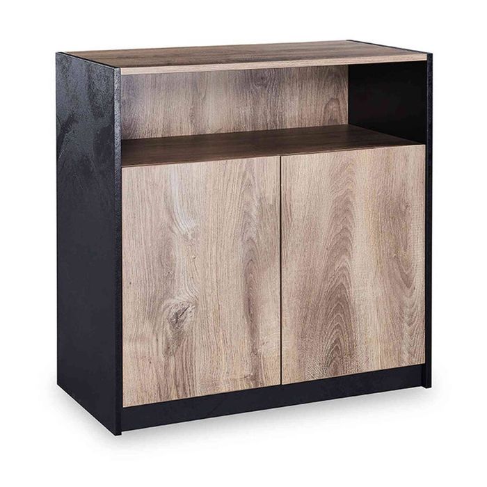Modern Home ARTO Credenza Cabinet 80cm(W)x40cm(D)x80cm(H)- Warm Oak & Black