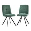 Oikiture 2x Dining Chair Kitchen Seat Linen Fabric Accent Chair Green