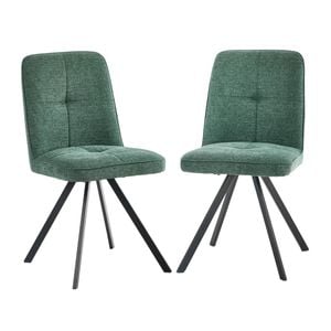 Oikiture 2x Dining Chair Kitchen Seat Linen Fabric Accent Chair Green