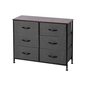 Sherwood Luna 6 Chest Of Drawers Lowboy Dresser Storage Wooden Desk Charcoal