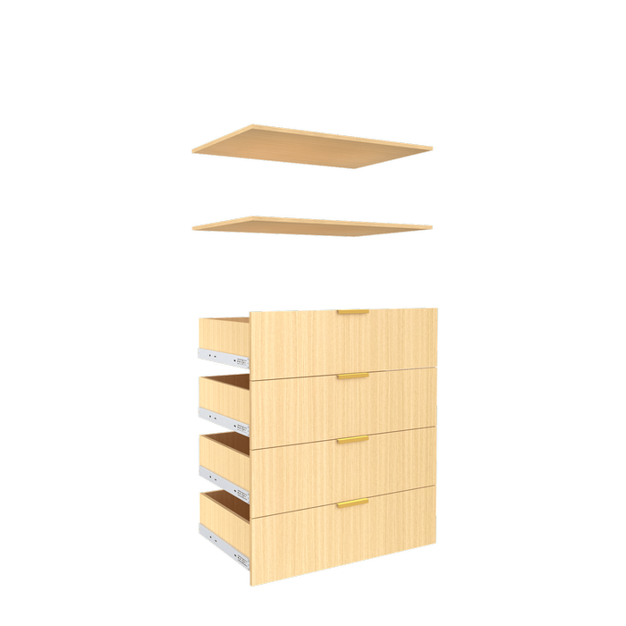Lugna Sand 4 Drawer 2 Shelf Insert Kit - To Suit 900 x 580mm Cabinet shell