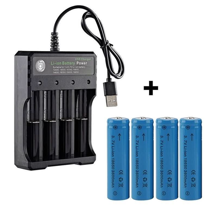 4x 3.7v 18650 Li-ion Rechargeable Battery + Usb Smart Charger Indicator