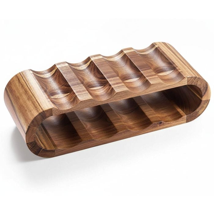 Wooden Wine Rack 2 Tier 8 Bottle Acacia Wood Stand Free Standing Storage Home Décor