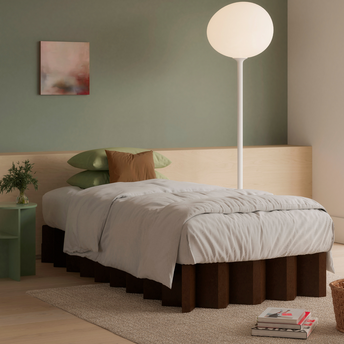Yona Fold Out Cardboard Bed Base Frame - Dark Oak King Single ...