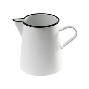 Urban Style Enamelware 1L Pitcher w/ Black Rim - Premium White