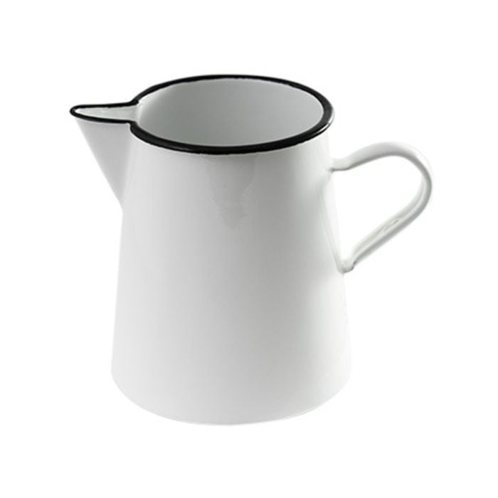 Urban Style Enamelware 1L Pitcher w/ Black Rim - Premium White