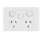Deta 10Amp White Double Powerpoint with Extra Switch