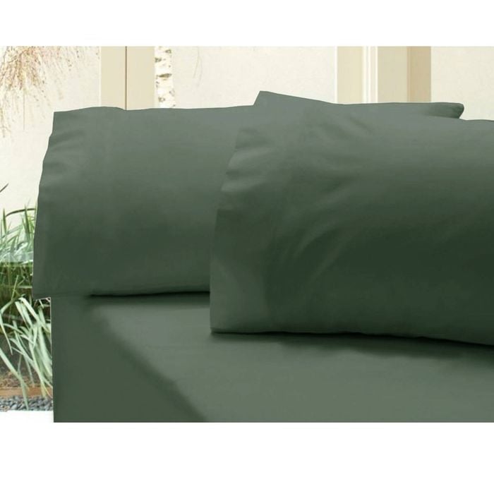 Bloomington Revive 400TC Cotton Sateen Combo Fitted Sheet Set Double (No Flat) Dark Green