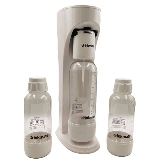 OmniFizz 0.5L Bundle - Drinkmate Sparkling Water & Soda Maker with 2 extra PET 0.5L Bottles (CO2 Cylinder not Included) White
