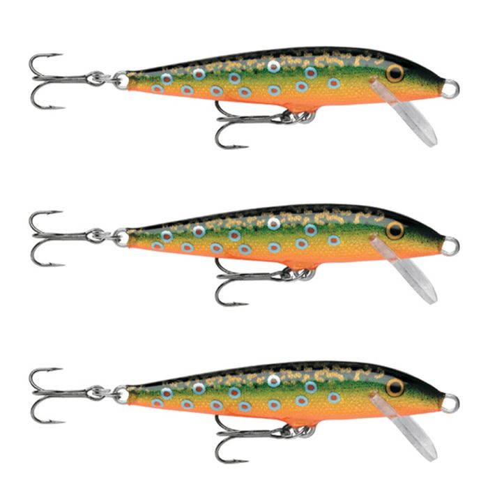 3x Rapala 5cm Original Floating Minnow Hard Body Fishing Lures - Brook Trout