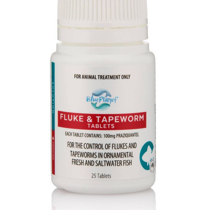 Aquarium Fluke & Tapeworm Tablets Medication for Fish - 25 Tablets (Blue Planet)