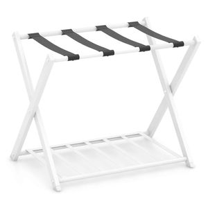 Costway 2-Tier Folding Luggage Carrier Rack Shoe Storage Shelf White