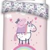 Peppa Pig Pink Unicorn Cotton Cover Set - Single Bed Size