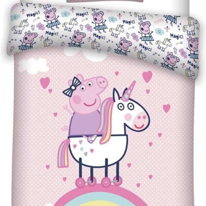 Peppa Pig Pink Unicorn Cotton Cover Set - Single Bed Size