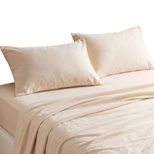 Giselle Queen Micro Flannel Sheet Set with Fitted Sheet 40CM Deep Pocket, Anti-pilling, Cream White