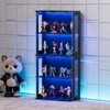 Ufurniture 170cm Display Cabinet with LED Light & Glass Door 4-Tier Hallway Shelf Cabinet Bookshelf Storage Organizer Black