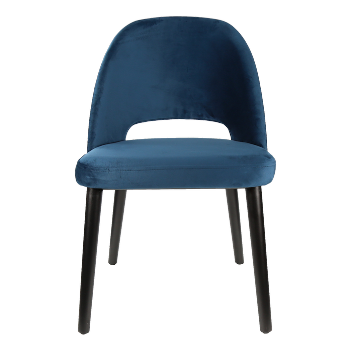 Durafurn Denim Velvet Semifreddo Chair with Black Beech Wood Legs