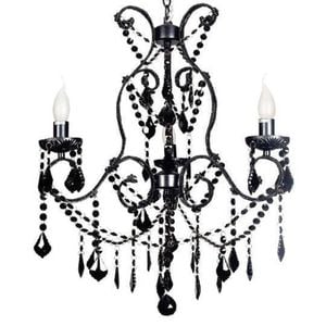 Venice Black Crystal Pendant Chandelier 3 Light