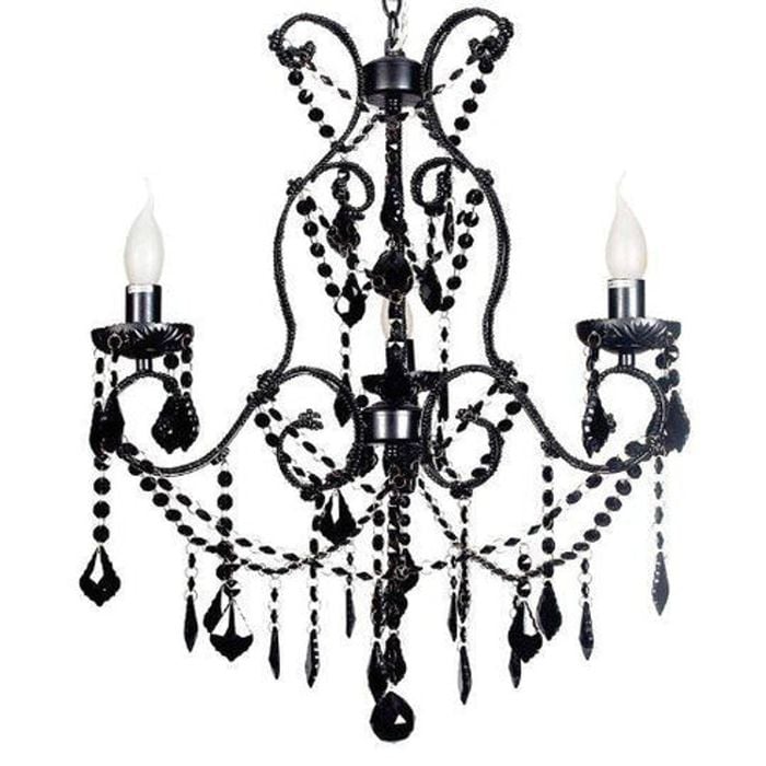 Venice Black Crystal Pendant Chandelier 3 Light