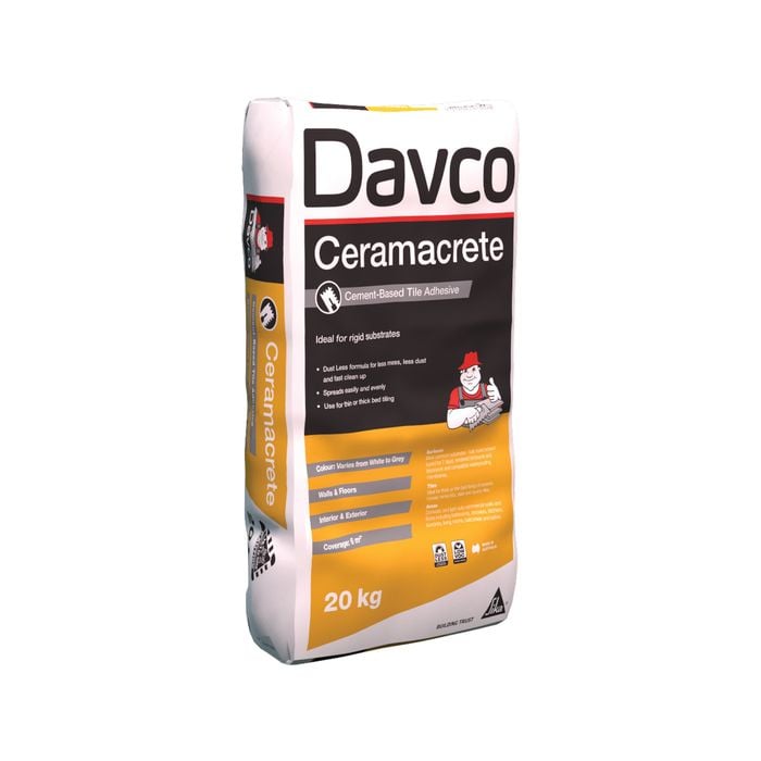 Davco 20kg Grey Ceramacrete Tile Adhesive