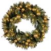 Christabelle 76cm Christmas Wreath Glittery with LED Lights Golden Baubles Front Door Decoration Ornament
