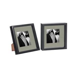 Nicola Spring 2 Piece 8 x 8 3D Shadow Box Photo Frame Set - Craft Display Picture Frame with 4 x 4 Mount - Black