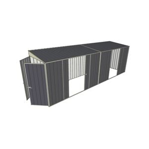 Build-a-Shed 1.5 x 6 x 2m Skillion Dual Double Sliding Side Doors Shed - Grey
