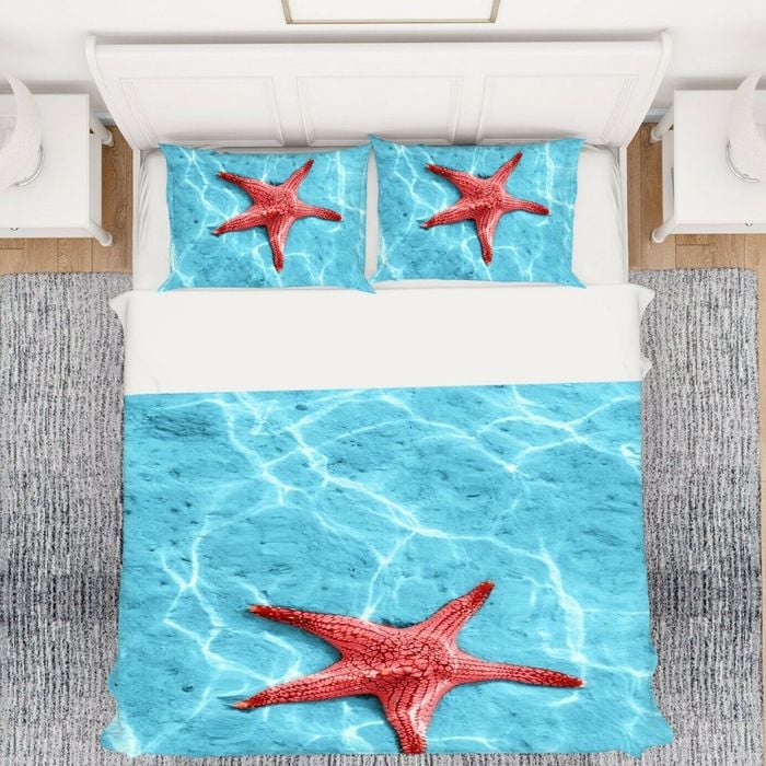 3D Red Starfish 279 Bed Pillowcases Quilt Queen Size