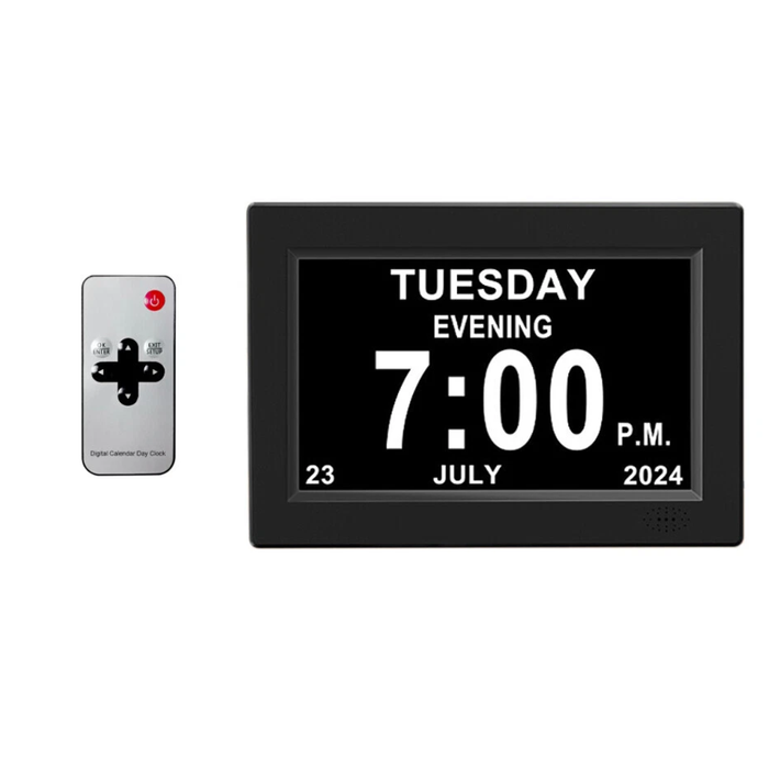 Provecta 8 Inch Led Digital Calendar Clock Alarm Day Week Month Year Black