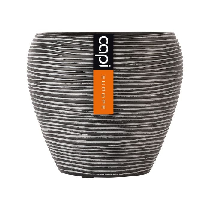 Capi 15 x 13cm Black Rib Indoor Plant Pot
